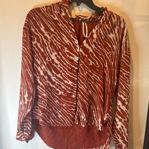 Anthropologie Rust and White Blouse